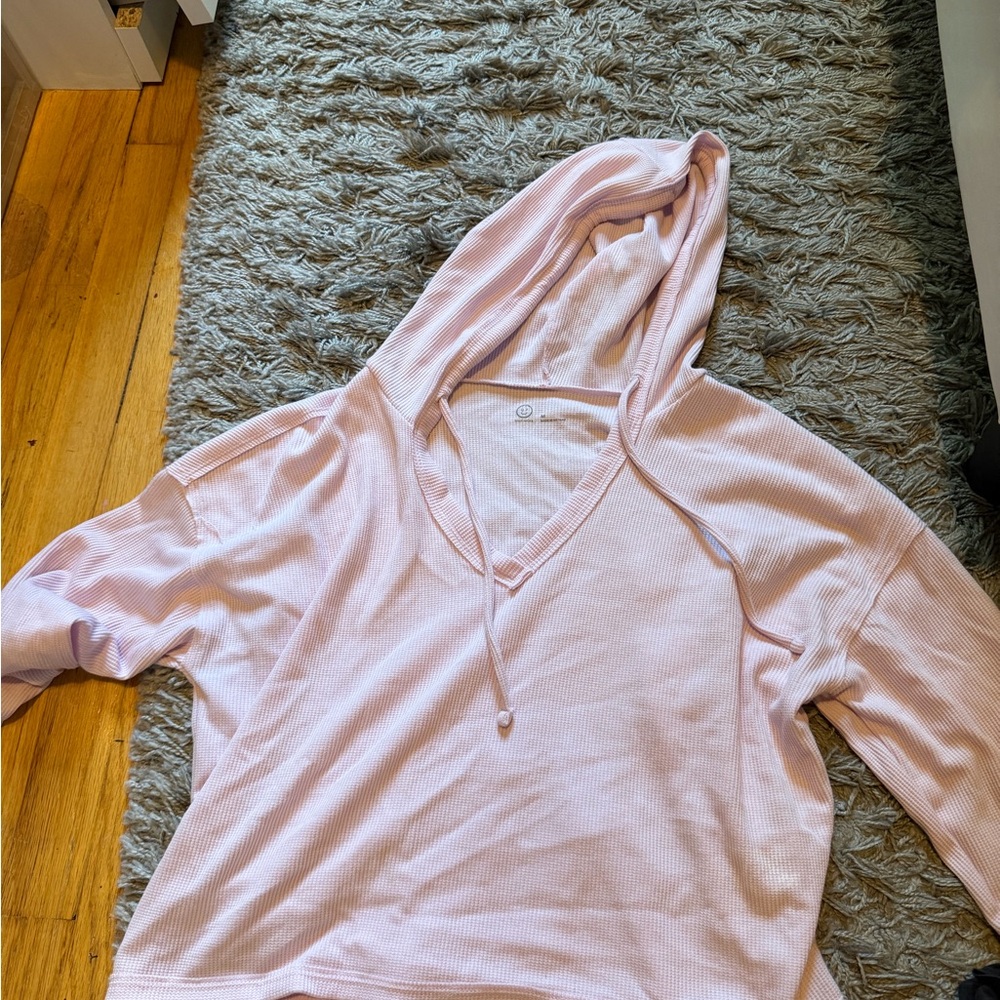 Gilly Hicks Light Pink Off-the-Shoulder Hooded Sweater